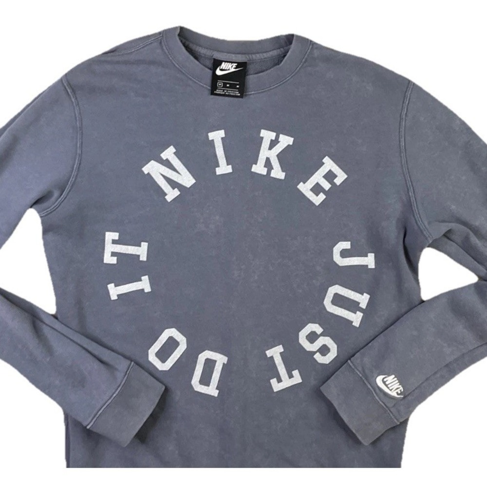 Nike Sportswear Crewneck Sweatshirt Mens M Blue Just Do It Fleece Pullover